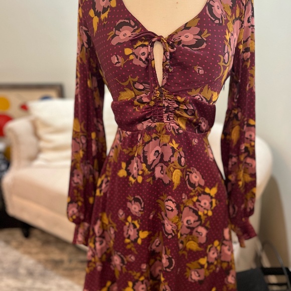 NWT FREE PEOPLE PURPLE COM LONG SLEEVE MINI DRESS❤️❤️❤️❤️ - Picture 4 of 16